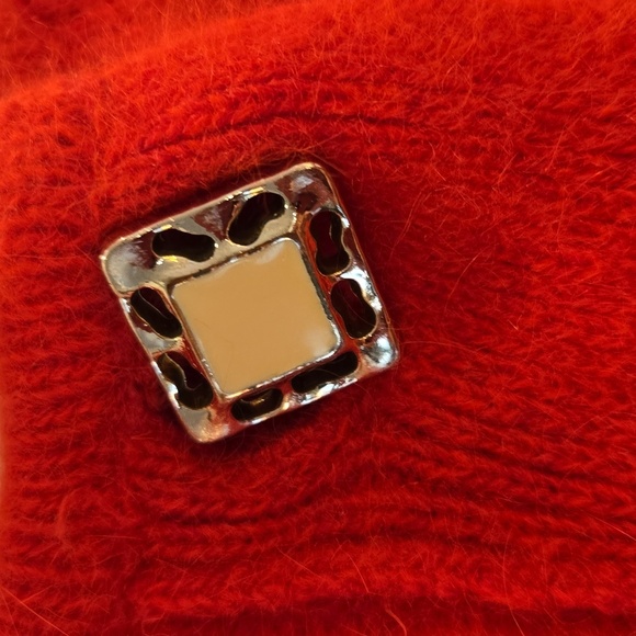 Vintage 1980s Angora Balloon Sleeves Red Cardigan Womens Size Medium - Picture 5 of 7